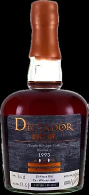 Bouteille de spiritueux : Best Of 1993 Prav Saraff 51,8% 25 Years de la marque Dictador