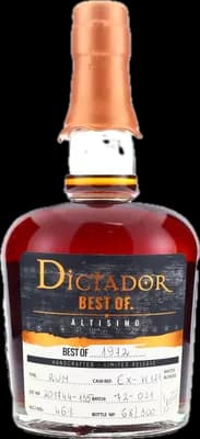 Bouteille de spiritueux : Best Of 1972 Altisimo 46% de la marque Dictador