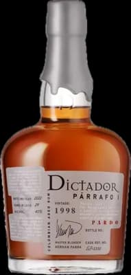 Bouteille de spiritueux : Párrafo I Pardo Vintage 1998 43% de la marque Dictador