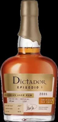 Bouteille de spiritueux : Episodio American Oak 2005 de la marque Dictador